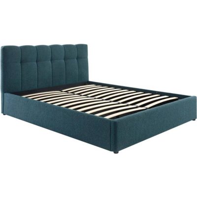 Vente-unique Seng Med Opbevaring 140 x 190 cm Bouclé Stof Petrolblå