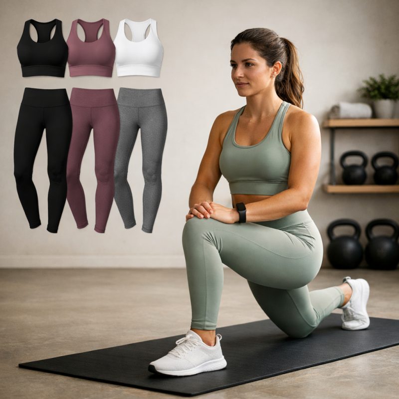 Komfortabelt træningssæt med leggings og top