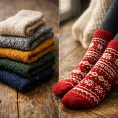 5-par varme sokker i stilfulde farver - perfekt til vinter