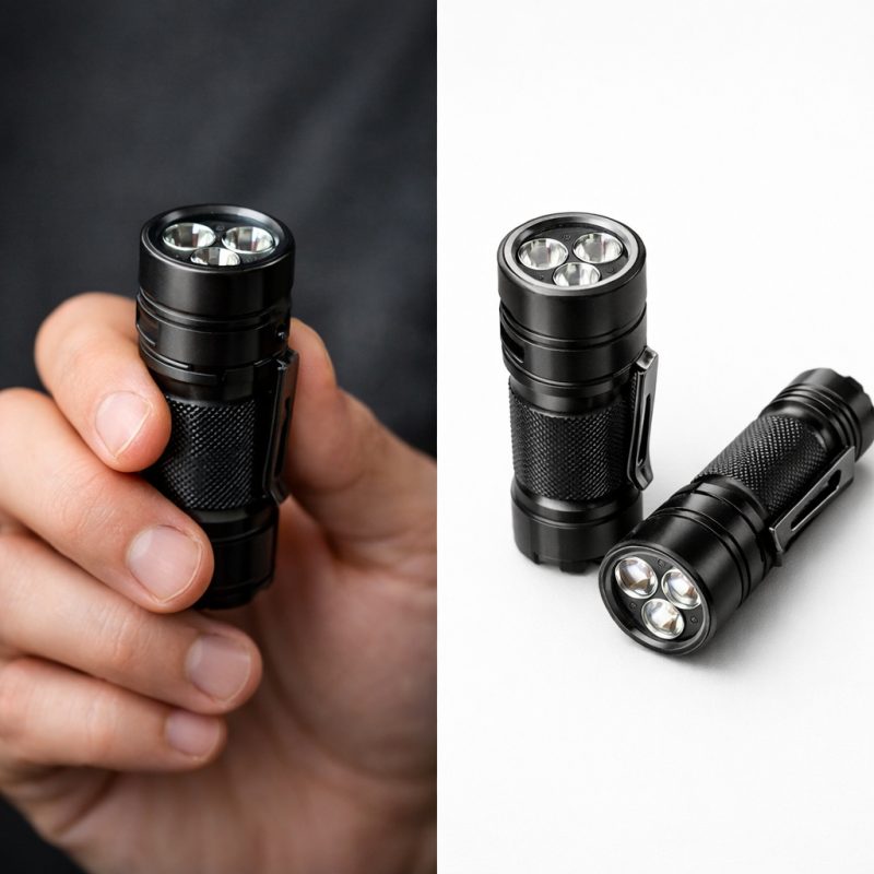Tre-øjet monster mini lommelygte - kraftfuld belysning til udendørs brug