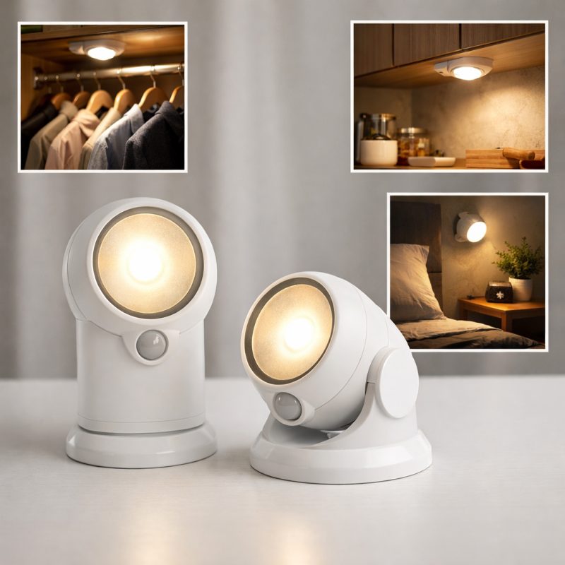 Genopladelige LED-spotlights med bevægelsessensor - smart belysning