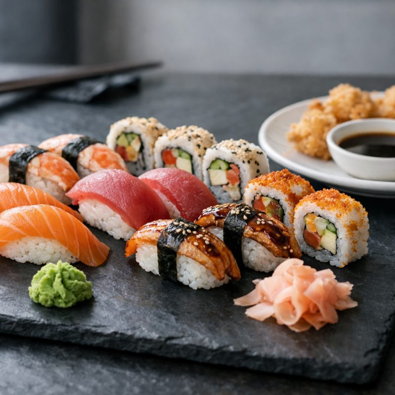 Nyd en lækker og indbydende sushioplevelse med 40 stk luksus sushi inkl. sprøde forretter (4)
