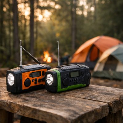 Nødradio med lommelygte og powerbank - perfekt til udendørsbrug