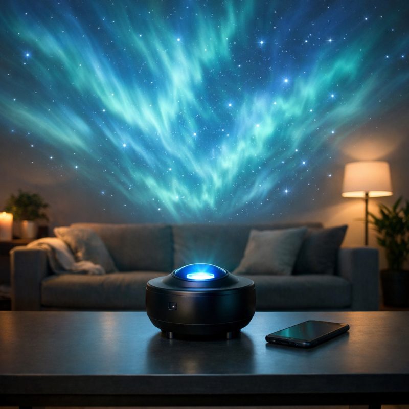 Nordlys Galaxy-projektor med Bluetooth-højttaler til hyggelig stemning