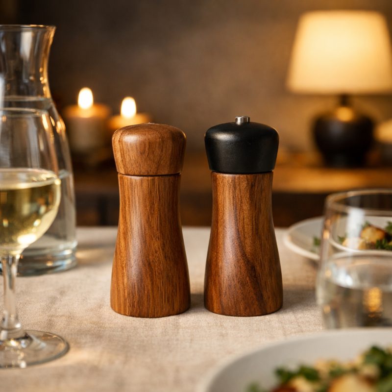 Elegant salt- og peberkværn i akacietræ - perfekt til dit køkken