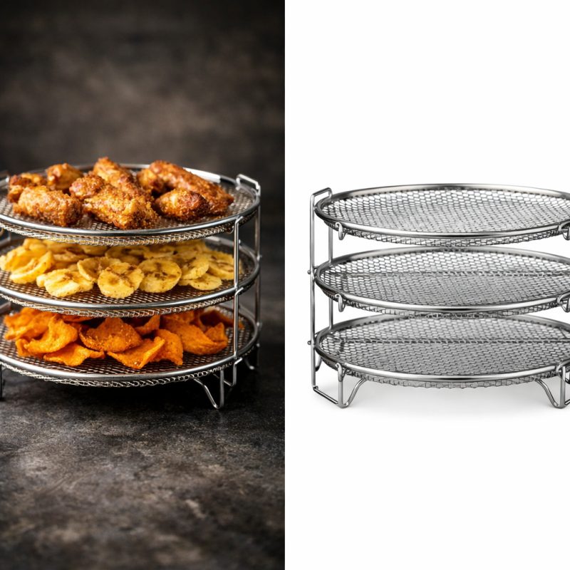 Tre-lags dehydreringsstativ i rustfrit stål til airfryer