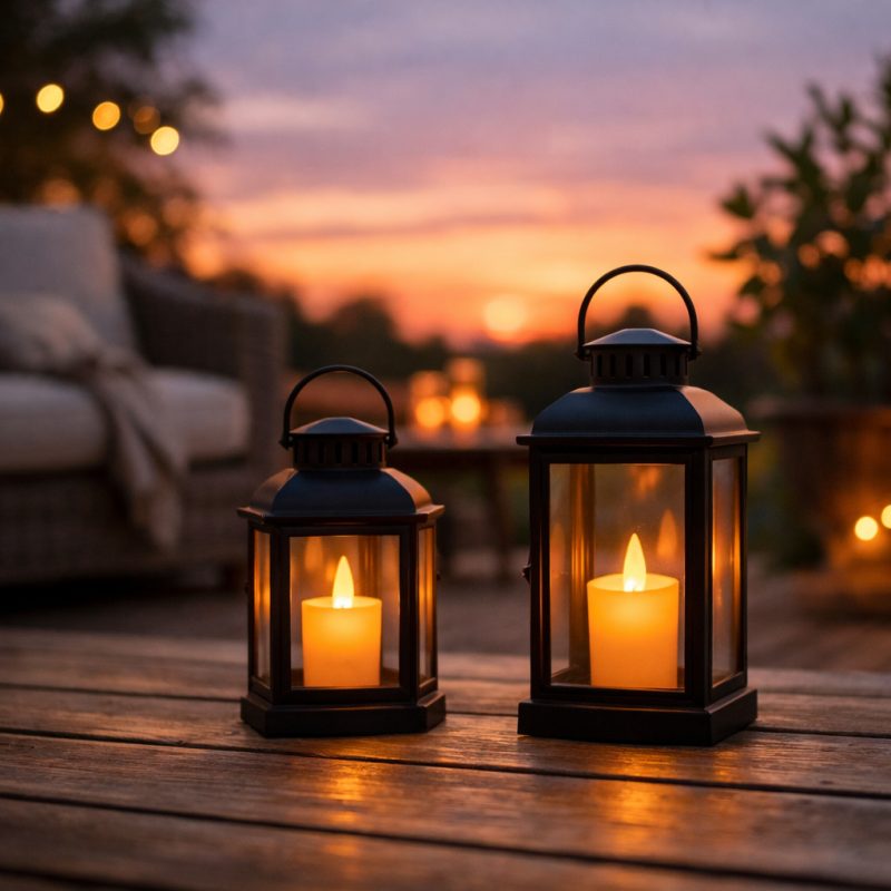 Elegant LED-lanterne med stearinlyseffekt til hyggelig indretning