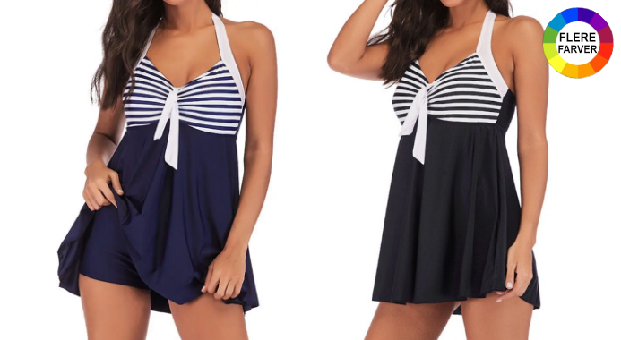 Få 2-delt retro tankini i blødt design – 8 størrelser tilgængelige!