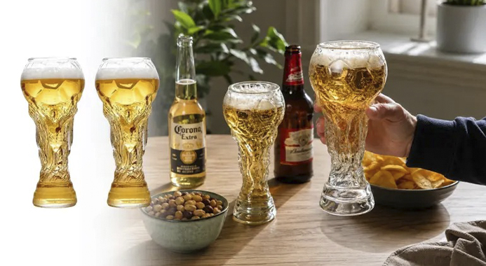 Deal på Få Ølglas med VM-trofædesign – Perfekt til sportsaftener!