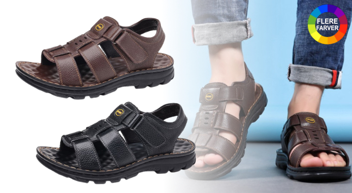 Få stilfulde lædersandaler med velcro til mænd – Komfort i sommer!