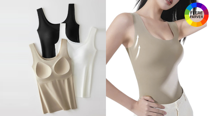 Sømløs tanktop med indbyggede bh-indlæg – komfort og støtte i ét, fås i str. M–2XL!