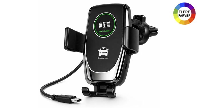 Trådløs mobiloplader og bilholder med automatisk fastspænding