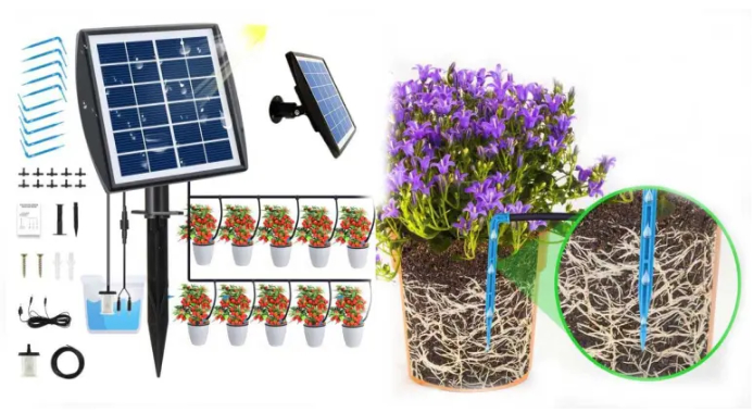 Automatisk solcelledrevet blomster-vander til dine planter