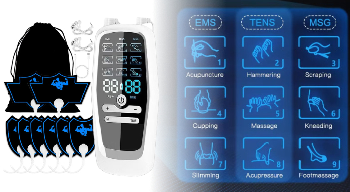 EMS elektrisk muskelstimulator – højfrekvent TENS-terapi til muskeltræning, smertelindring og kropsformning