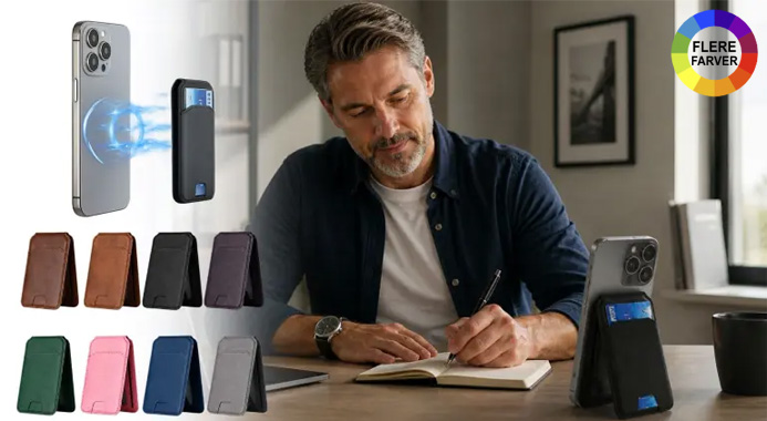 MagSafe-kortholder til iPhone - fungerer både som kortholder og smart mobilstativ