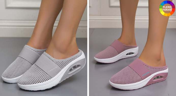 Dame slip-on sneakers med mesh og luftpudesål – letvægt, åndbare og skridsikre