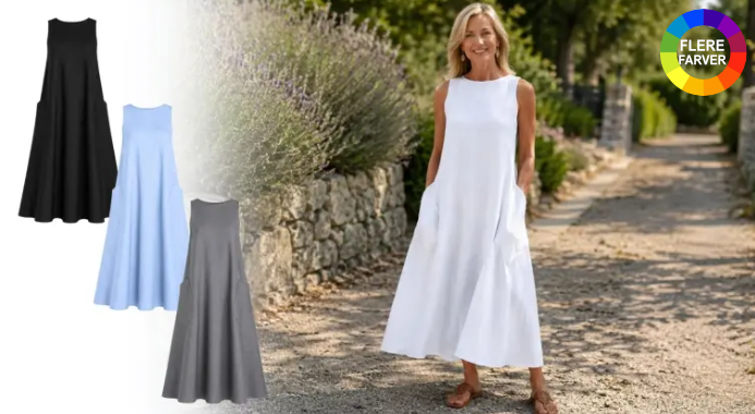 Elegant kjole i blød bomuld og hør – perfekt til varme sommerdage
