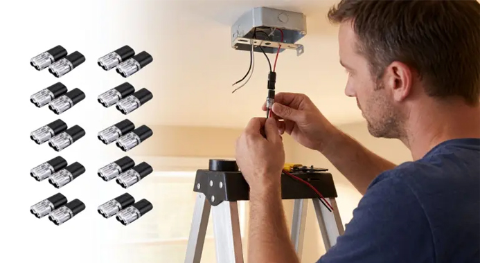 Deal på Stor pakke LED-kabelstik til hurtig og låsbar tilslutning uden lodning eller afisolering