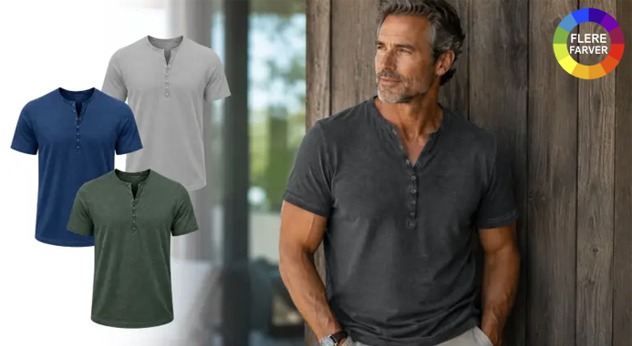 Opgrader garderoben med Henley T-shirt i 100% bomuld!