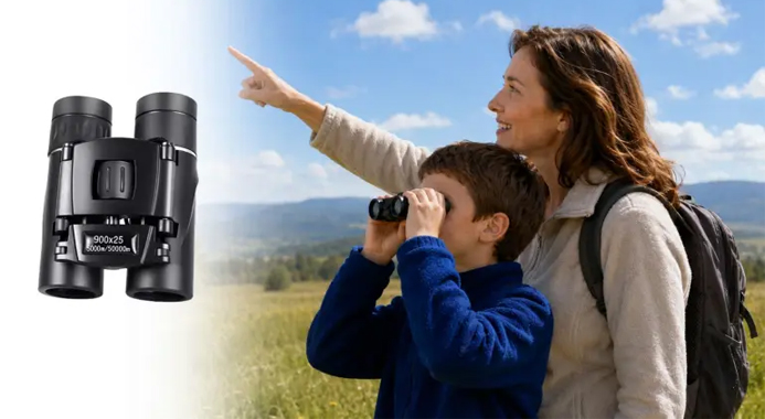 Få klar udsigt med 900×25 mini-kikkert – perfekt til naturen!