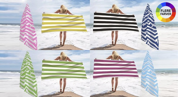 Klassisk stribet mikrofiberhåndklæde til strand og bad