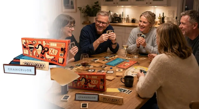 Deal på Secret Hitler er et socialt strategispil med skjulte roller, bluff og holdspil.