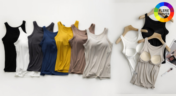 Tanktop med indbygget bh – vælg mellem 7 farver