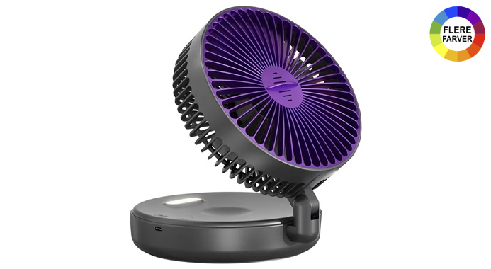 3-i-1 Bærbar Ventilator med Natlampe – Genopladelig & Pladsbesparende
