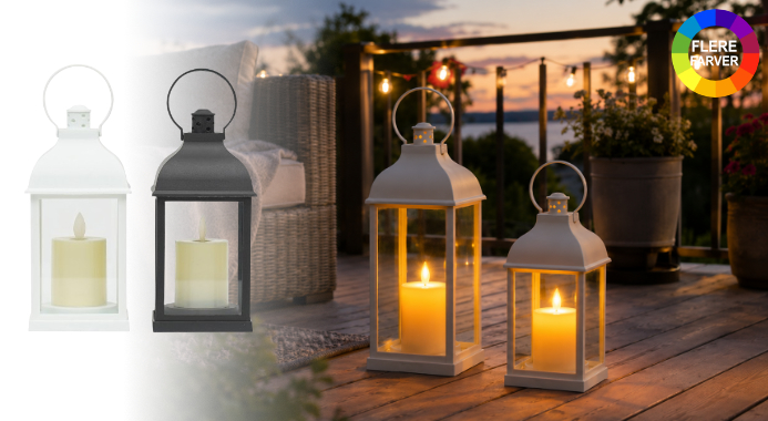 Elegant LED-lanterne med stearinlyseffekt til hyggelig indretning