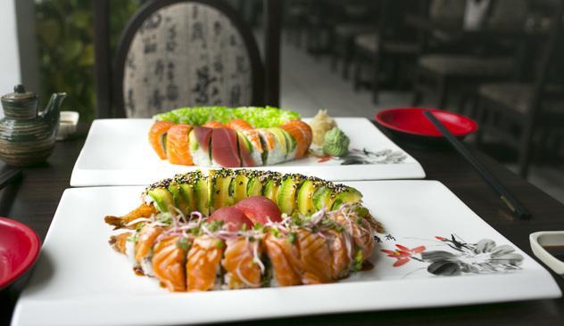 Take-away sushi-menu med 36 stykker