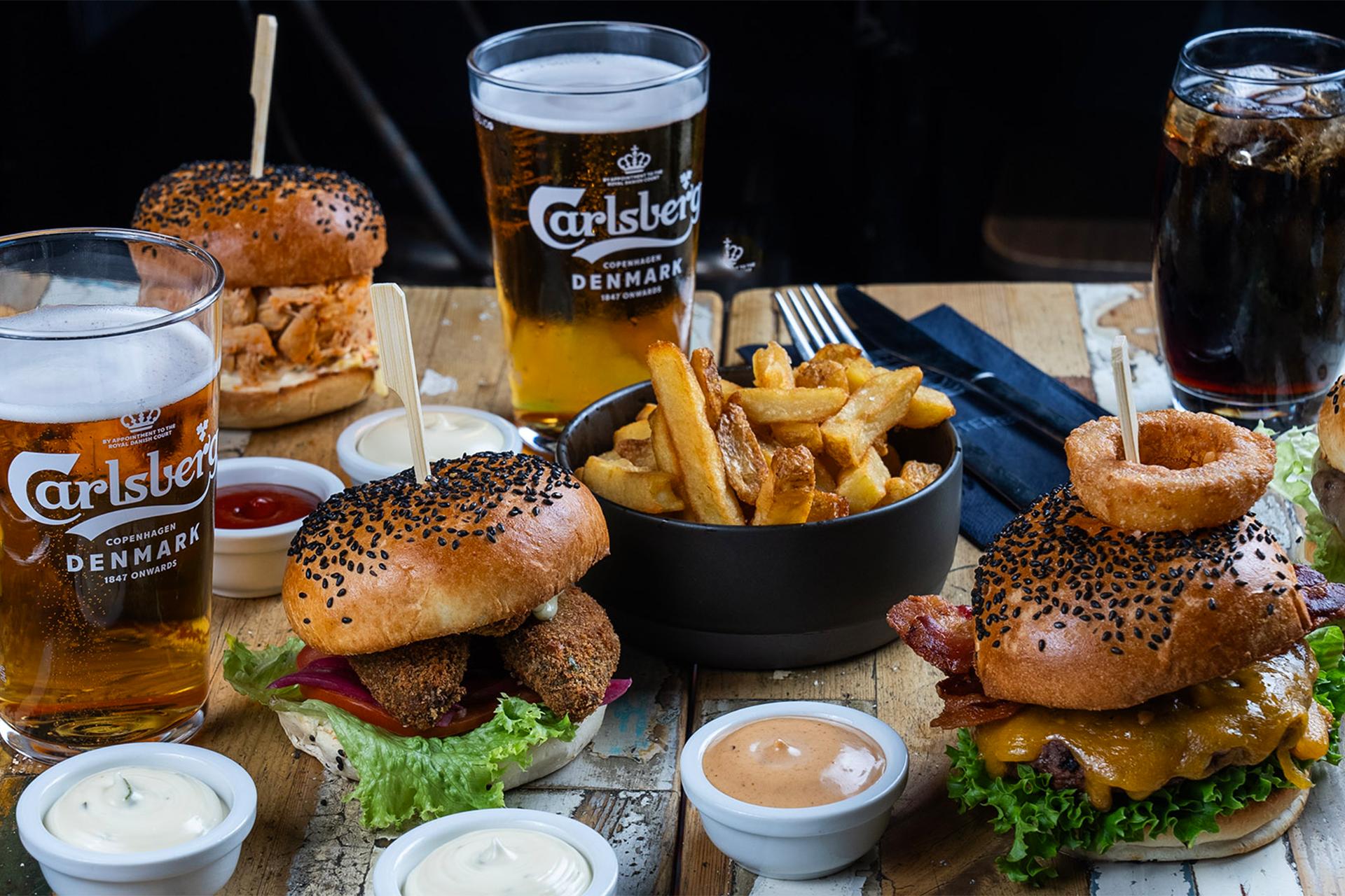 Burgermenu med drikkevare